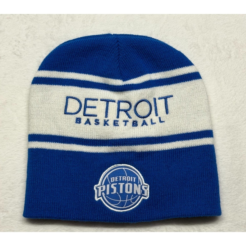 Detroit Pistons Basketball Youth Beanie Blue Embroidered Patch Logo NBA Hat
